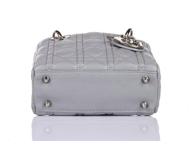 mini lady dior lambskin leather bag 6321 grey with silver hardware - Click Image to Close